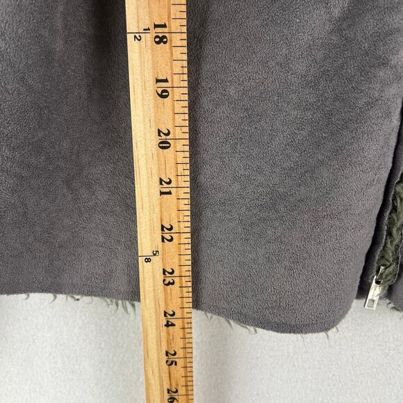 VELVET Anthropologie Faux Sheerling Charcoal Gray Zip Up Jacket SZ XL EUC - Picture 7 of 10